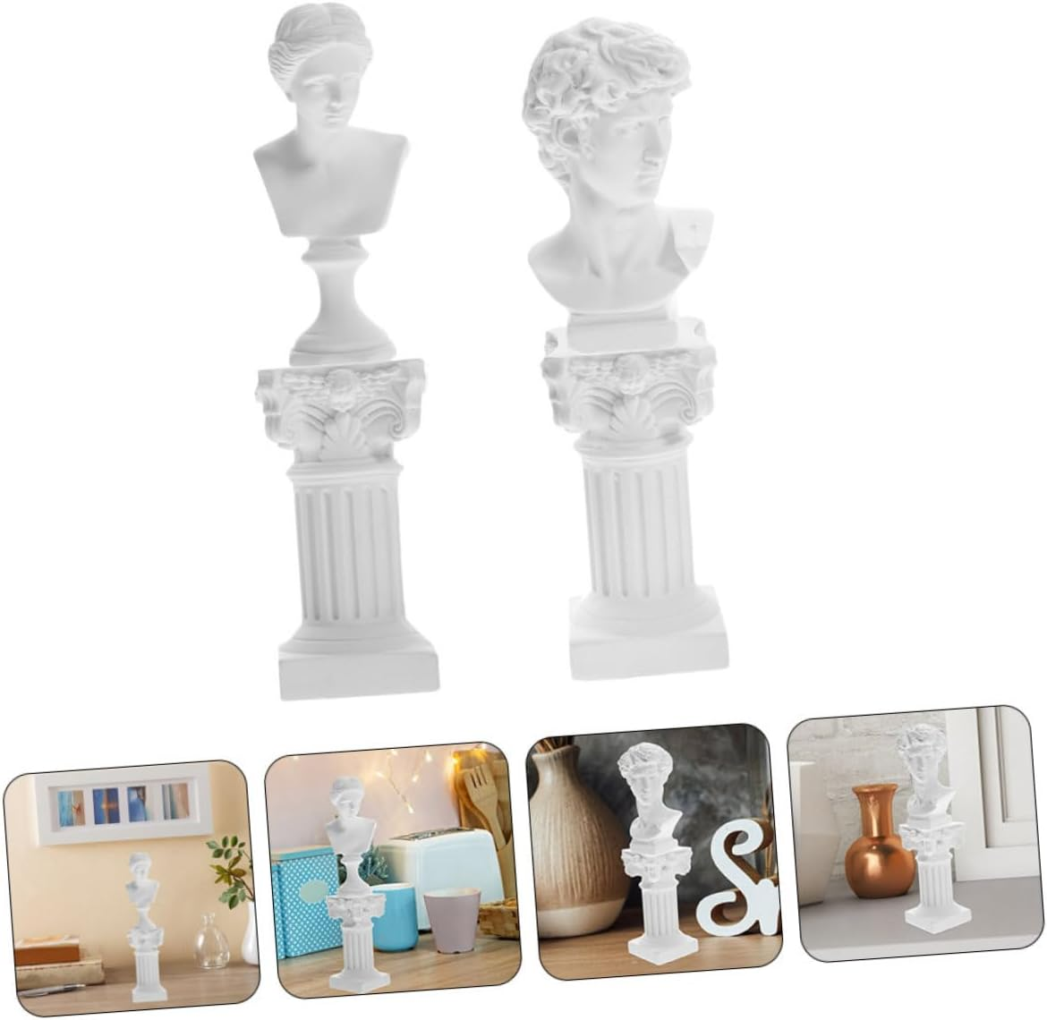 RORPOIR Mini David and Roman Column Resin Sculpture Set Chic Desktop Decoration for Home and Office Unique Collectible Figurines image number 5