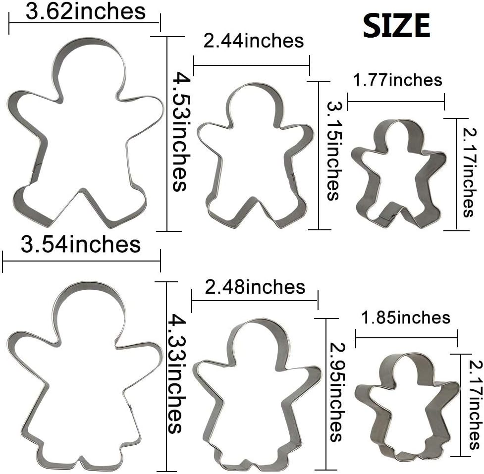 Gingerbread Man and Gingerbread Woman Cookie Cutters for Christmas,Set of 6 Pcs Stainless Steel Boys and Girls Shape Fondant Biscuit Cake Baking Cutter Molds for Family/Valentine'S Day/Lovers/Wedding image number 1