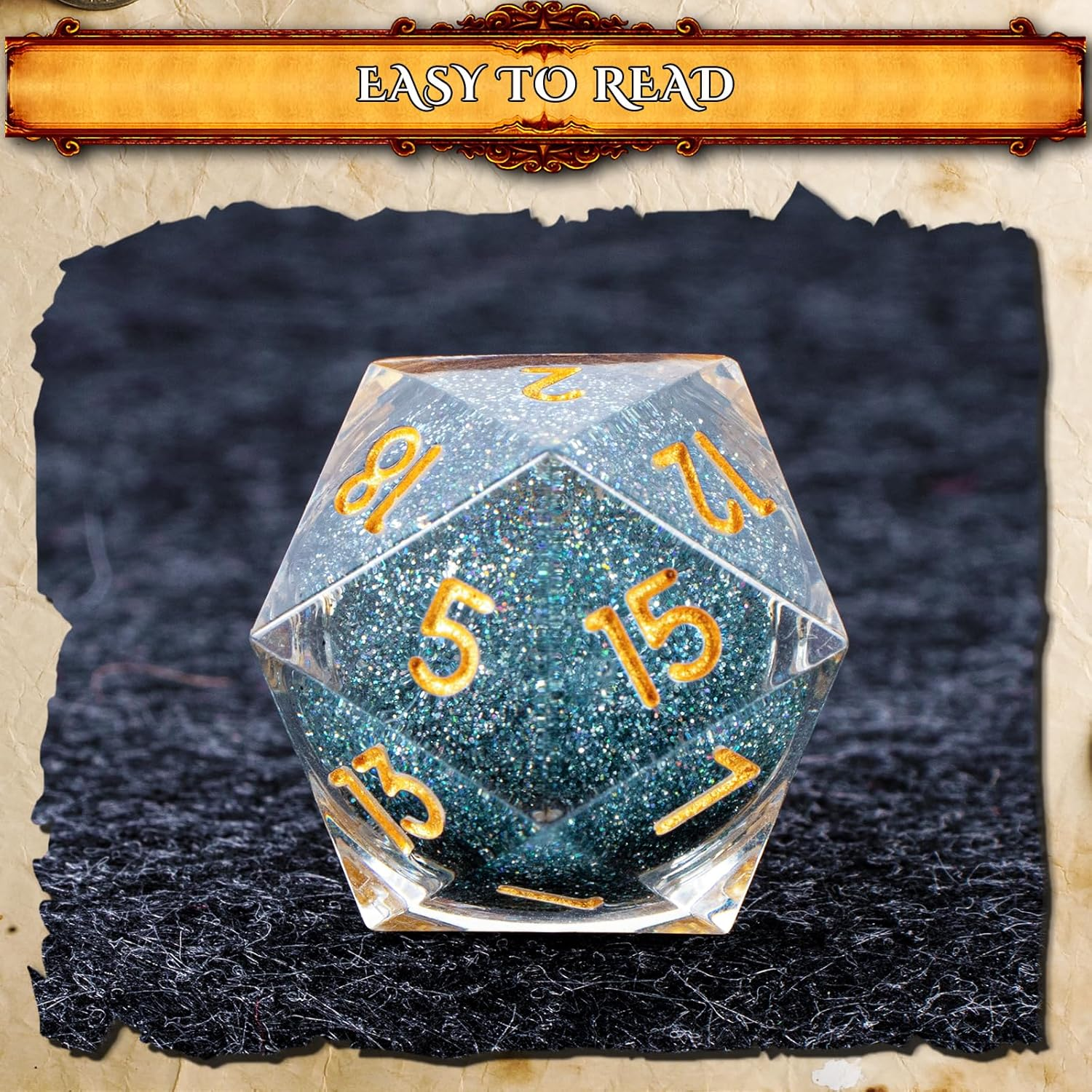 7 PCS Flowing Sand Dice Set with Eye of Dragon - DND Polyhedral Dice Contains D20, Accessories Starter Set from Zero to Master - Gift image number 4