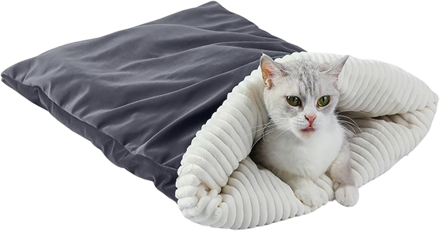 Cat Sleeping Bag,Pet Nest for Cats and Dogs - Warming Pad Sack Winter Pets Nests for Rest Hiding for Indoor Car Christmas Travel Home image number 4