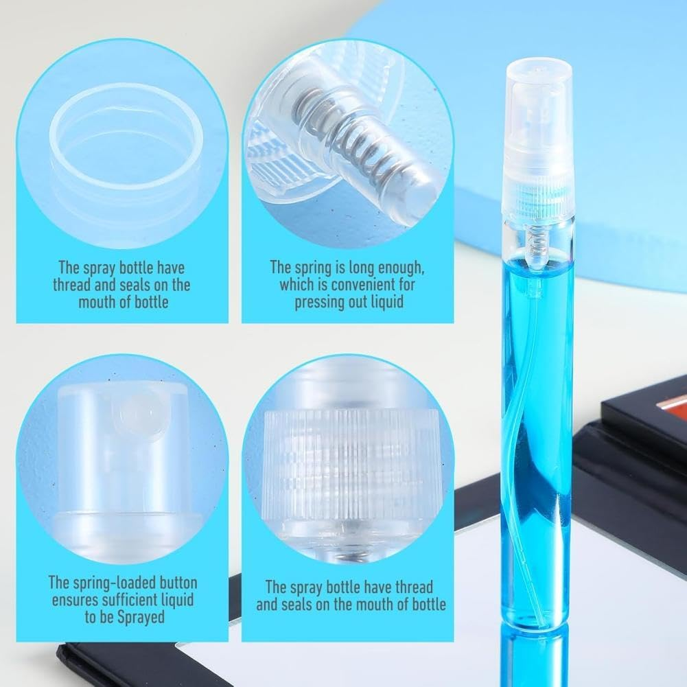 Mini Spray Bottle, Plastic Portable Travel Bottle, Perfume Sample Bottles Clear Plastic Spray Bottles Empty for Cleaning Travel Essential Oils (10Ml) image number 1