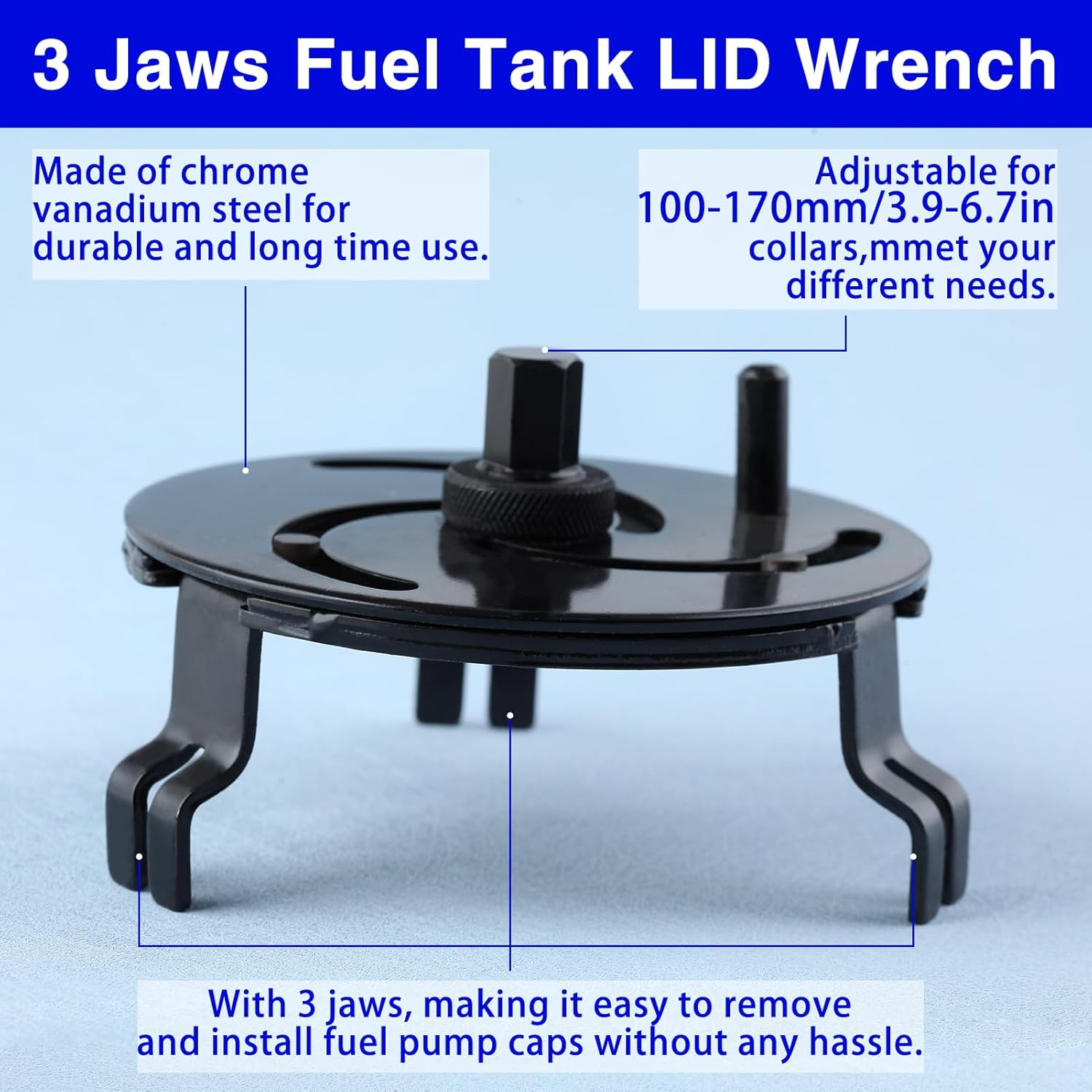 SPEEDWOX 3 Jaws Adjustable Fuel Tank Lid Wrench - Sender and Pump Cover Remove Spanner 100Mm-170Mm