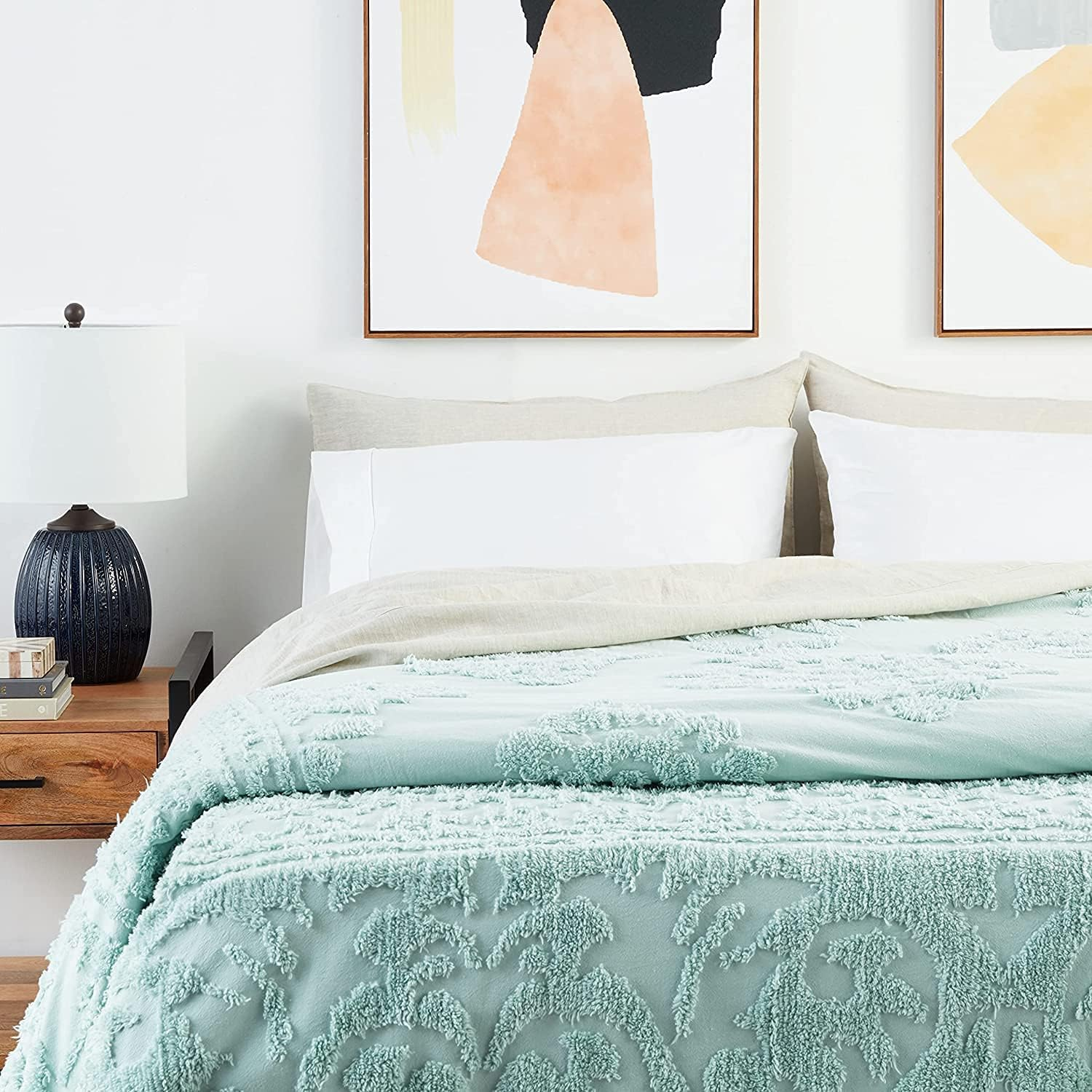 Beatrice Home Fashions Medallion Chenille Bedspread, King, Blue image number 4