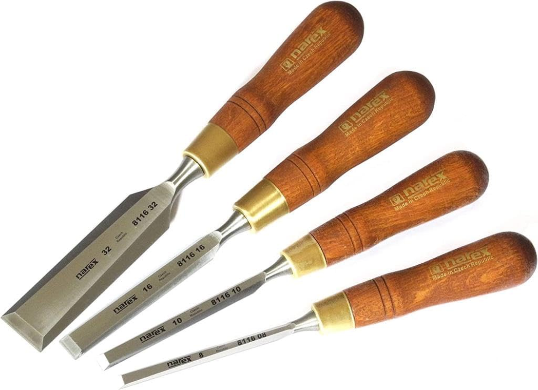 Narex Premium Chisel Set with Beveled Edges and Stained Hornbeam Handles, 4 Piece Set image number 4