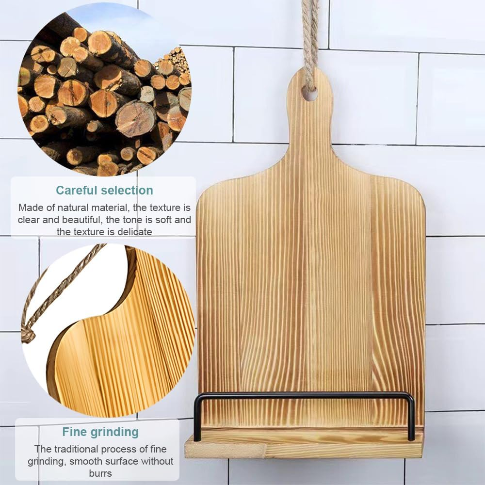 Kitchen Recipe Book Stand, Bamboo Cookbook Stand, Kitchen Book Holder, Recipe Holder for Kitchen Counter, Simple Wooden Reading Shelf, Adjustable Display Stand for Holding Cookbooks