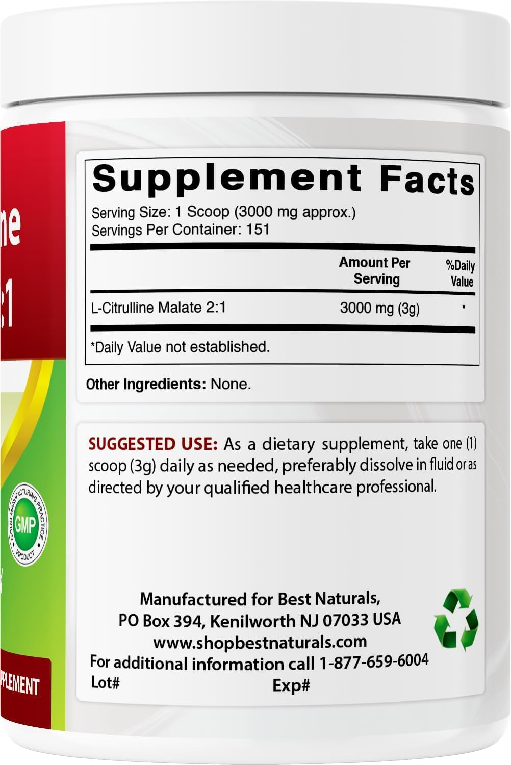 Best Naturals L-Citrulline Malate 2:1 Powder 1 Lb image number 4