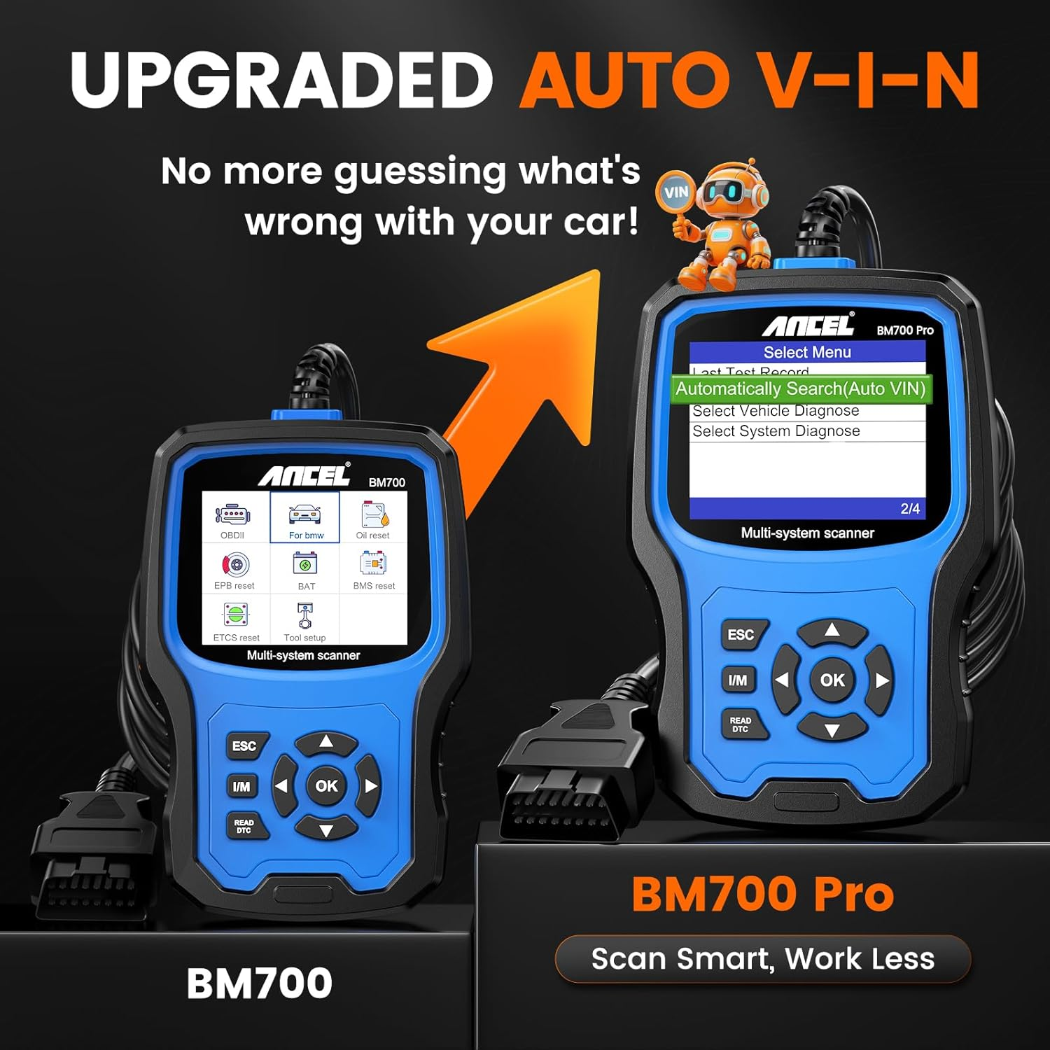 Ancel BM700 PRO Fit for BMW OBD2 Scanner - Battery Registration Tool, Code Reader for Bmw/Mini/Rr, Advanced OBD2 Scanner Auto V-I-N, Full System Diagnostic Scan Tool with All Reset Services image number 3