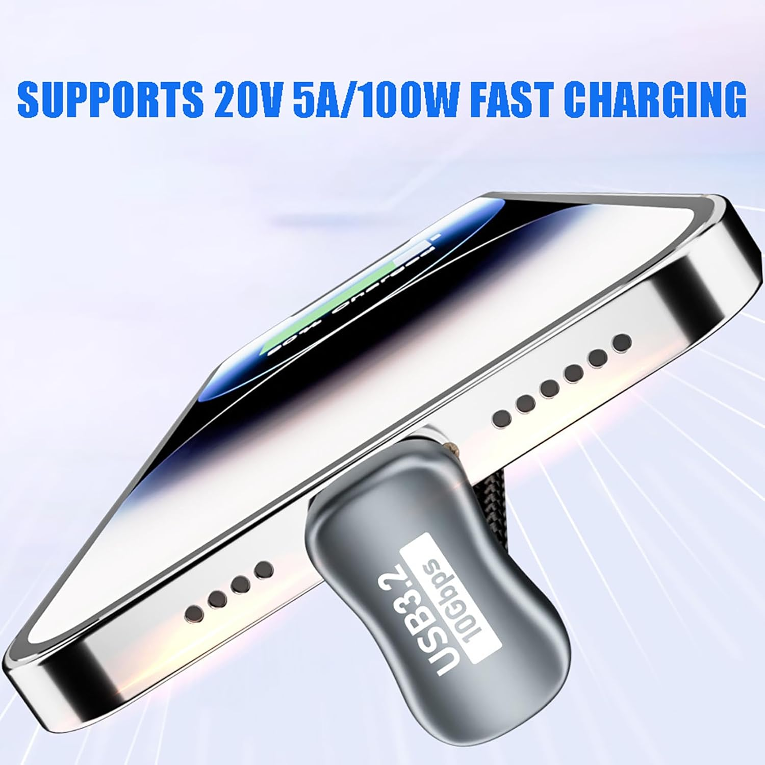 Tunghey 180 Degree U Shape USB C to USB C 3.1 Gen 2 Cable 10Gbps Data Transfer, 4K Video Output Monitor Cable 100W PD Fast Charging, for 15Pro/15Promax/15/15Plus, Ma-Cbook (1.5M)