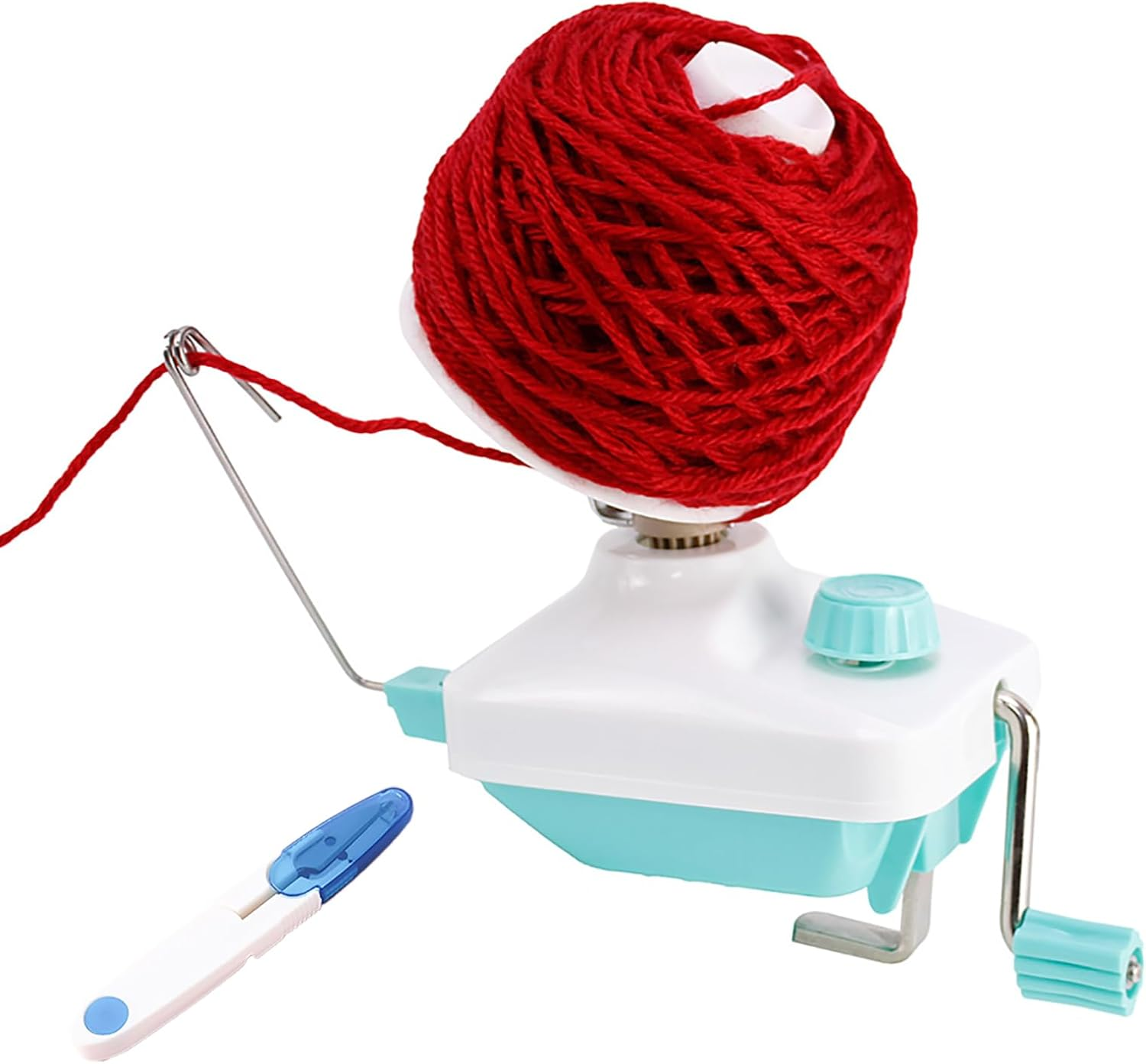 Yarn Winder, Wool Winder with Scissors, Hand Operated Winding Wool Winder Machine for Yarn, Tabletop Clamp, Yarn String Ball Winder (Cyan) image number 1