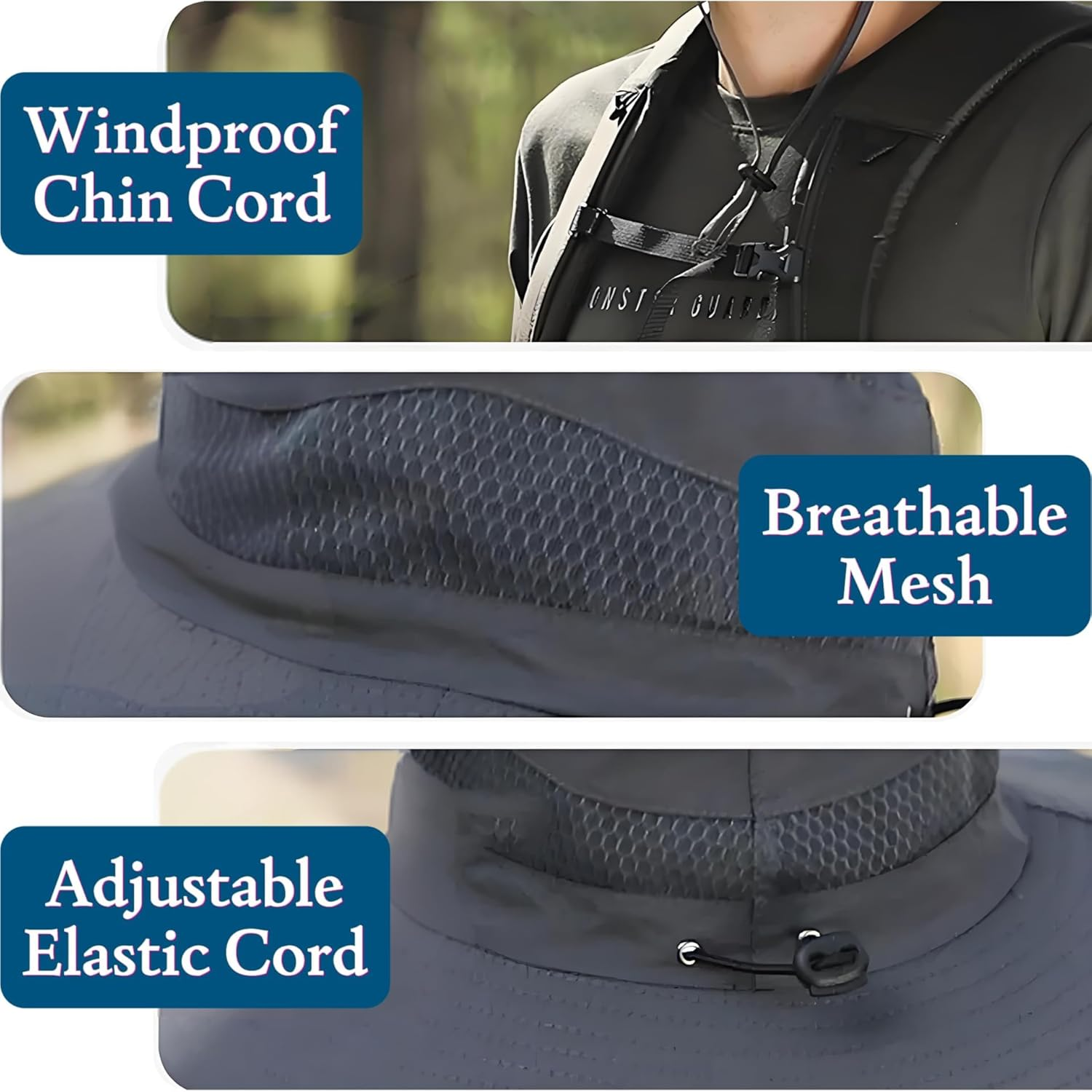 Outdoor Solar Fan Sun Hat &ndash; Wide Brim UPF 50+ Bucket Hat with 2 Cooling Fans for Men & Women, Breathable Fishing & Beach Hat for Hot Summer Days Army Green