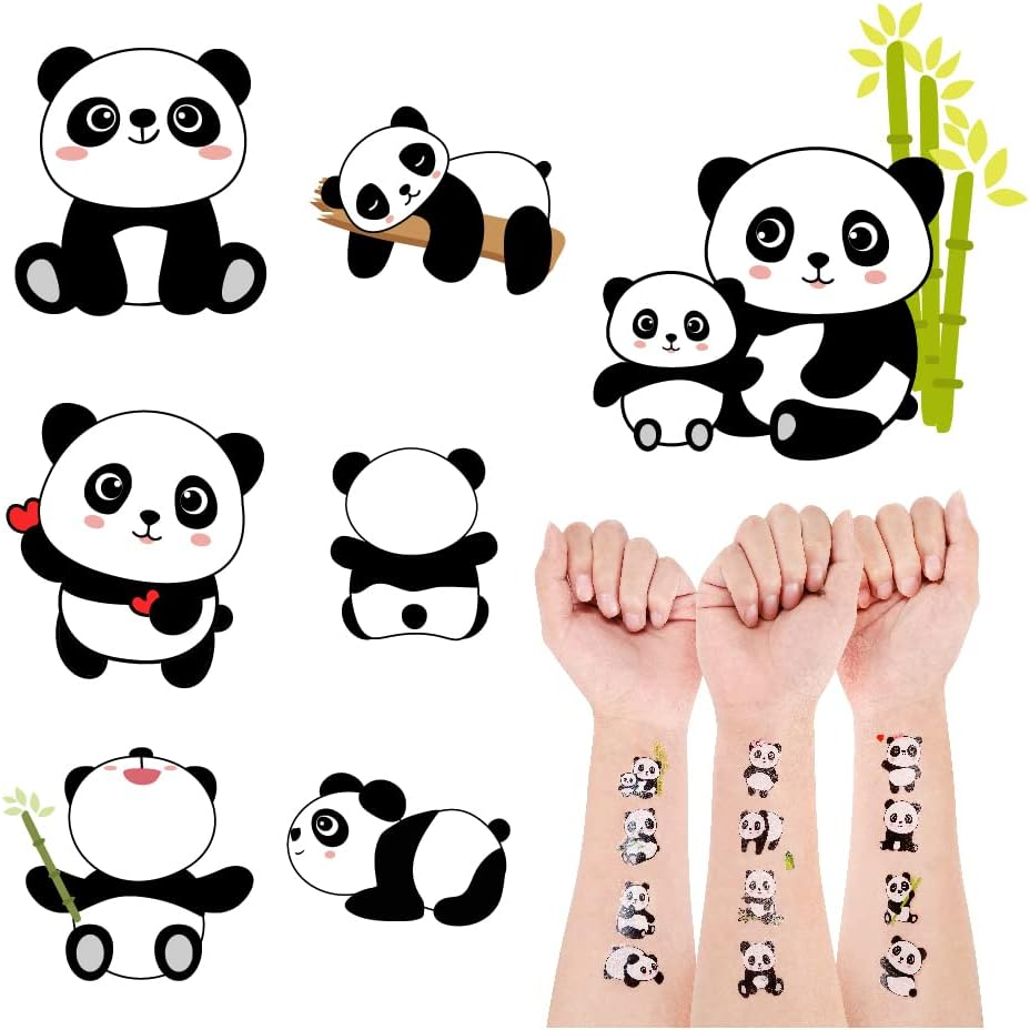 120 PCS (24 Sheets) Panda Temporary Tattoos, Birthday Decorations Panda Party Favors image number 4