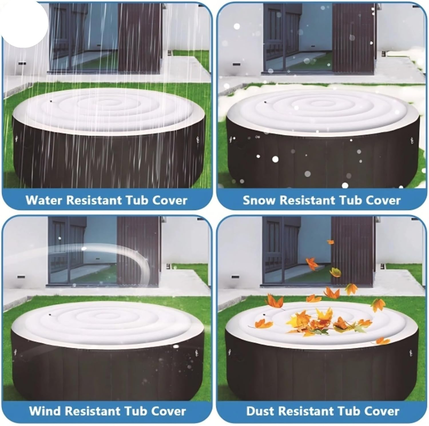 Inflatable Spa Cover, 4.5Ft Inflatable Hot Tub Cover PVC Round, Universal Rapid Inflation Insulated Hot Tub Lid, round Insulated Hot Tub Lid Dust Proof Thermal Insulation for Hot Tub image number 5