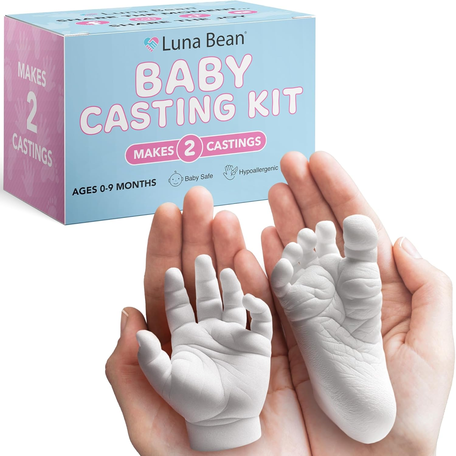 Luna Bean Baby Footprint & Hand Casting Kit &ndash; Premium Newborn Infant Keepsake - New Mom Gifts, Baby Shower Gifts for Girls and Boys image number 5