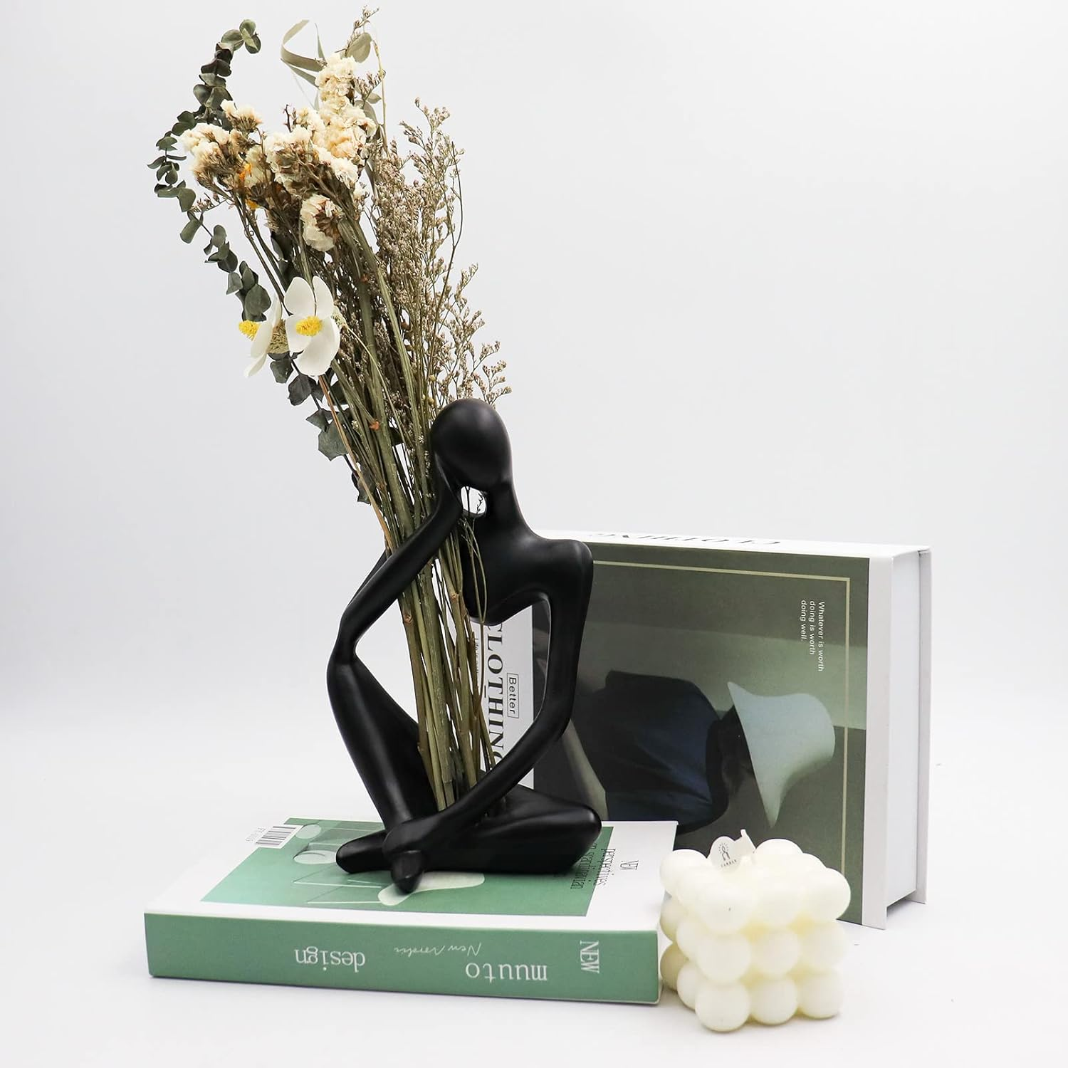 Thinker Statues and Sculptures, Resin Thinker Statue Ornaments, Abstract Style Sculptures, Housewarming Gifts, Housewarming Decorations, Living Room Dining Desk Decorations(Black Right, Large) image number 6