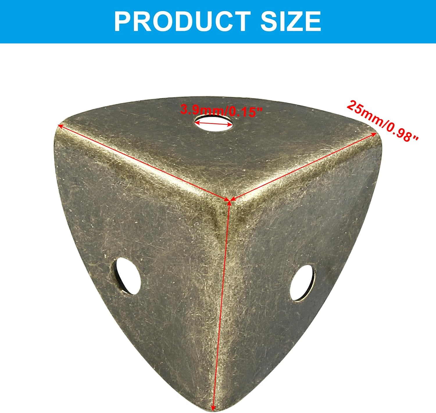 12Pcs Box Corner Protectors, 1" (25Mm) Metal Corner Edges Protector Triangle Corner Protectors Bronze Corner Covers Edge Guard with Screws for Wooden Case Trunk Box Table Cabinet image number 1