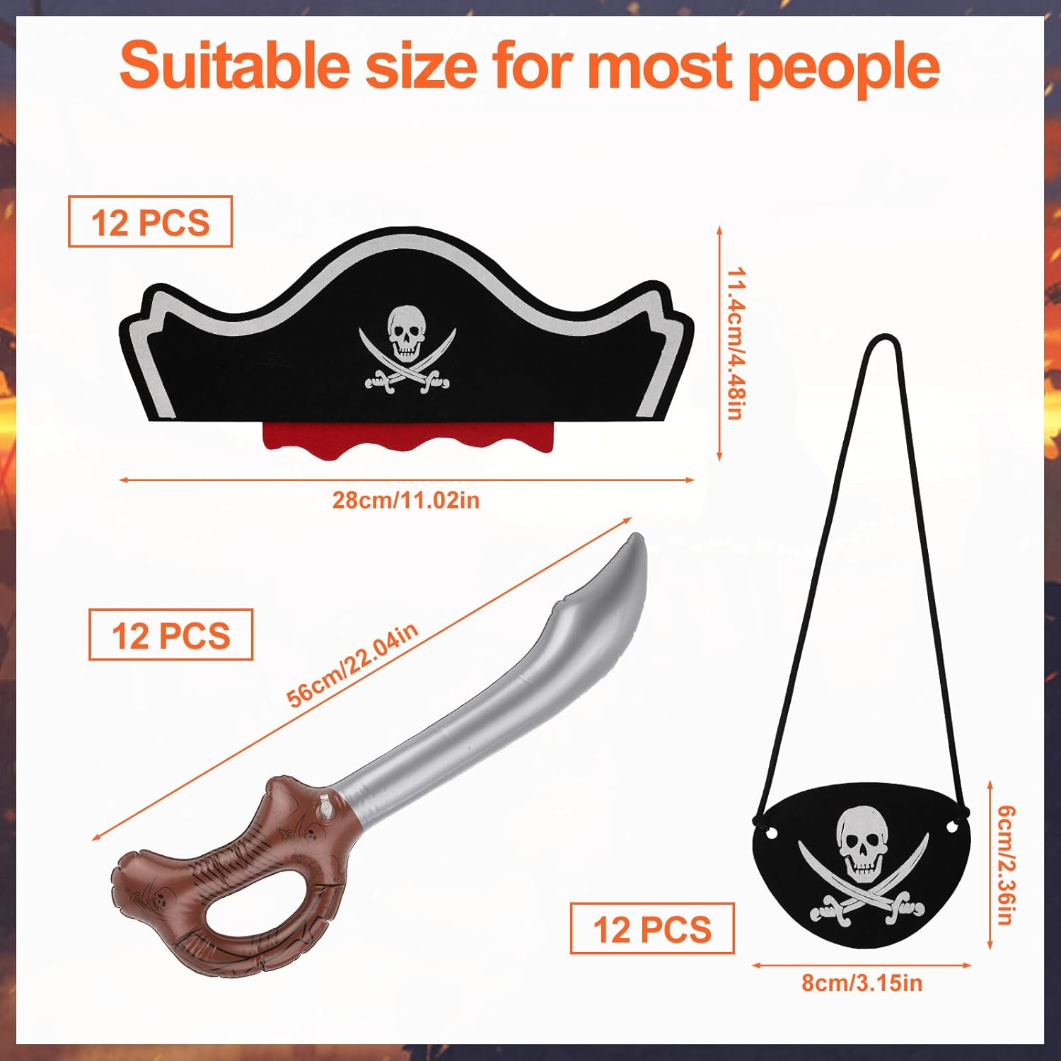 36Pcs Pirate Accessories, Pirates Cosplay Pirate Eye Mask Hat Knife Costume for Dressing Ball Cosplay Theatre image number 1