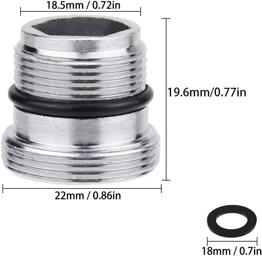 Pack of 2 Tap Adapter M18.5 to M22 Male Thread - Metal Tap Connector for Connecting Aerators to the Tap - Brass Thread Adapter for Male Thread Water Filter and More