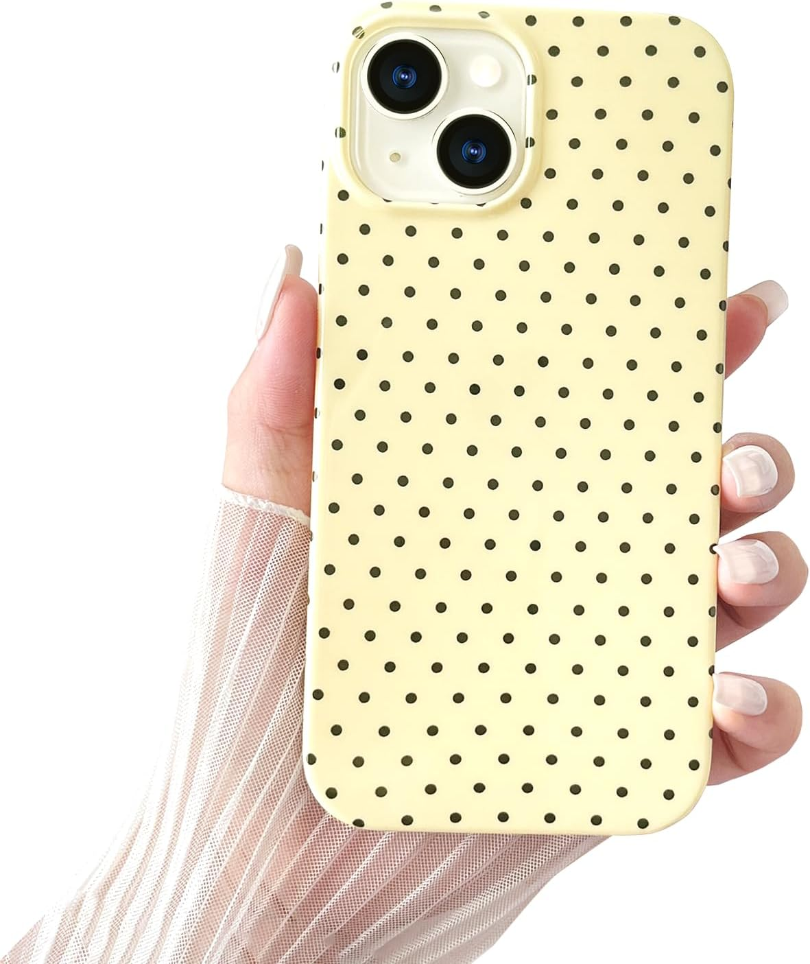 Smobea Iphone 13 Case, Cute Polka Dot Phone Case, Beautiful and Stylish Soft Slim TPU Case Shockproof Cover for Women Girls Yellow image number 3