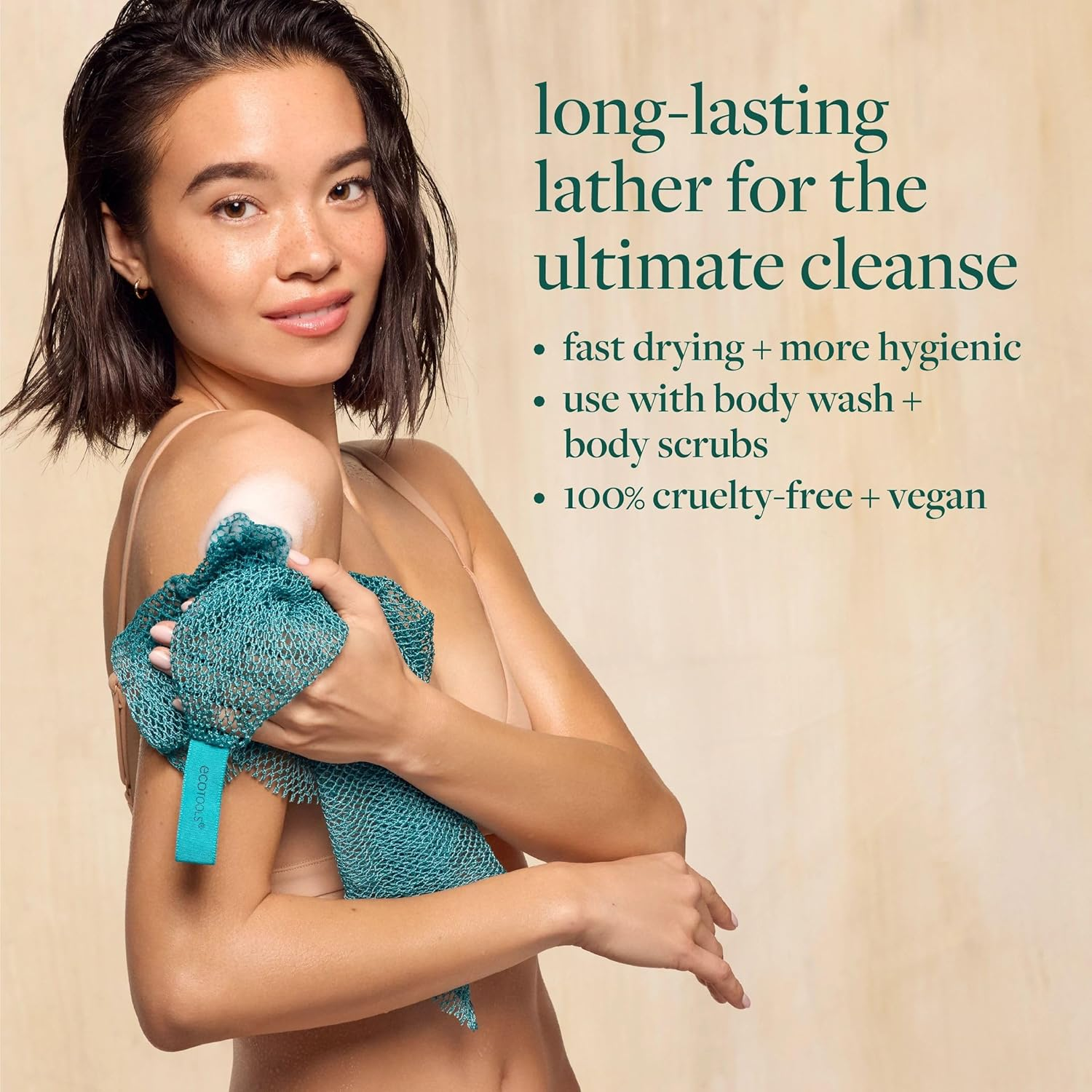 Ecotools Exfoliating Bath Net, Inspired by African Bath Net Sponge, Exfoliates & Cleanses Whole Body, Flexible & Reusable, Eco-Friendly Body Scrubber, Vegan & Cruelty-Free, 1 Count image number 6