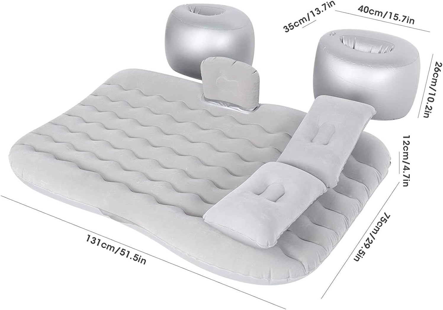 EZONEDEAL Car Mattress SUV for Back Seat & Half Trunk, Thickened Inflatable Mattress Camping Mattress Car Bed Camping Bed with with 2 Air Mattress Pillow and Pump, Double-Side Design for SUV, Car image number 6