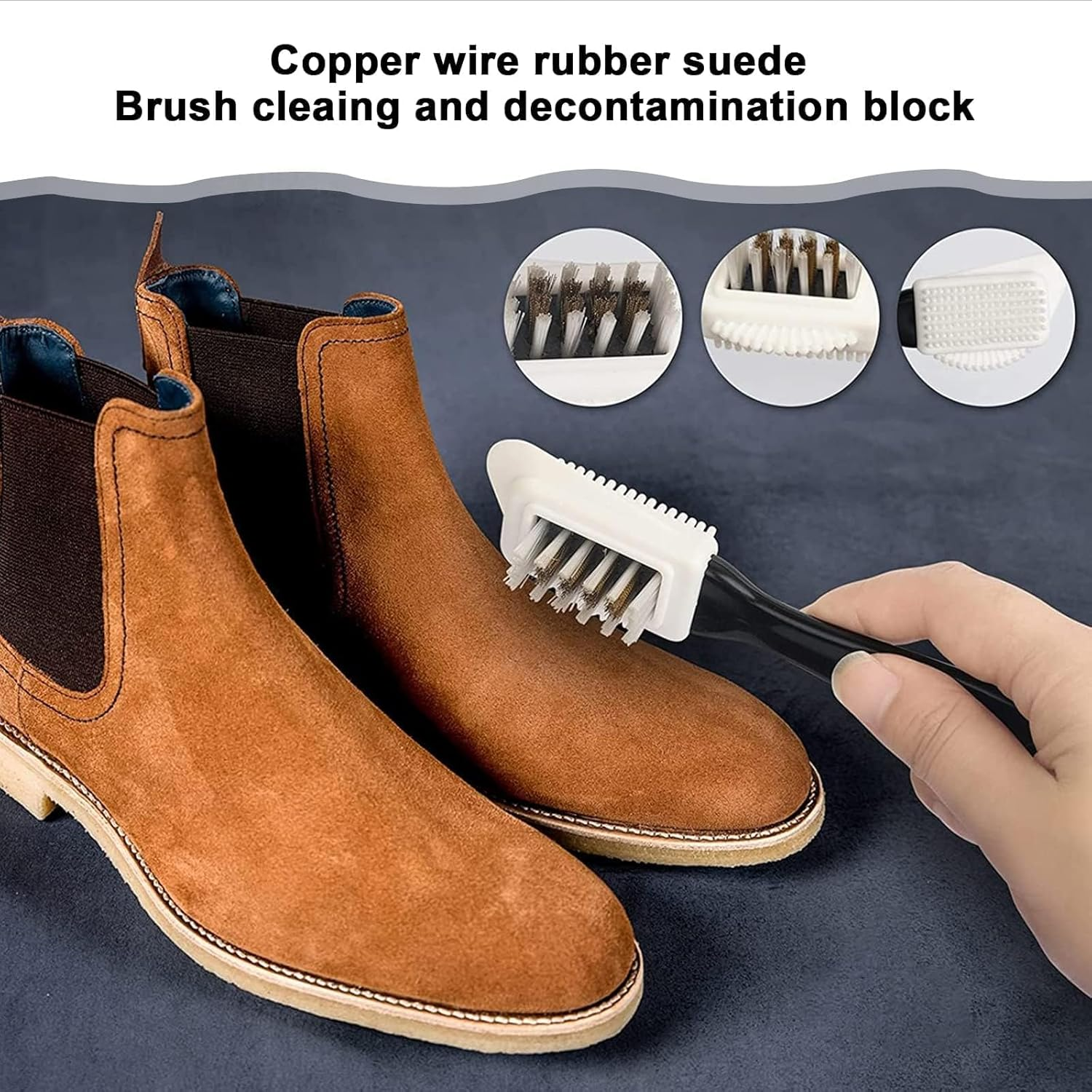 Suede Brush Kit, 4-Sided Suede Cleaning Brush with Eraser, Cleaner Brush for Boots, Furniture, Shoes, Jackets(Shoe Brushes) image number 3