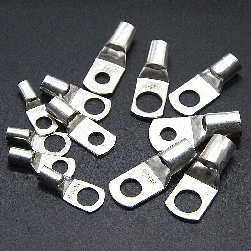 AIMALL 100/220/240Pcs 4WD Cable Lug Ring Battery Copper Tube Connector Kits Terminal Crimper, Silver Tinned Copper, for 4WD, UL Approved image number 1