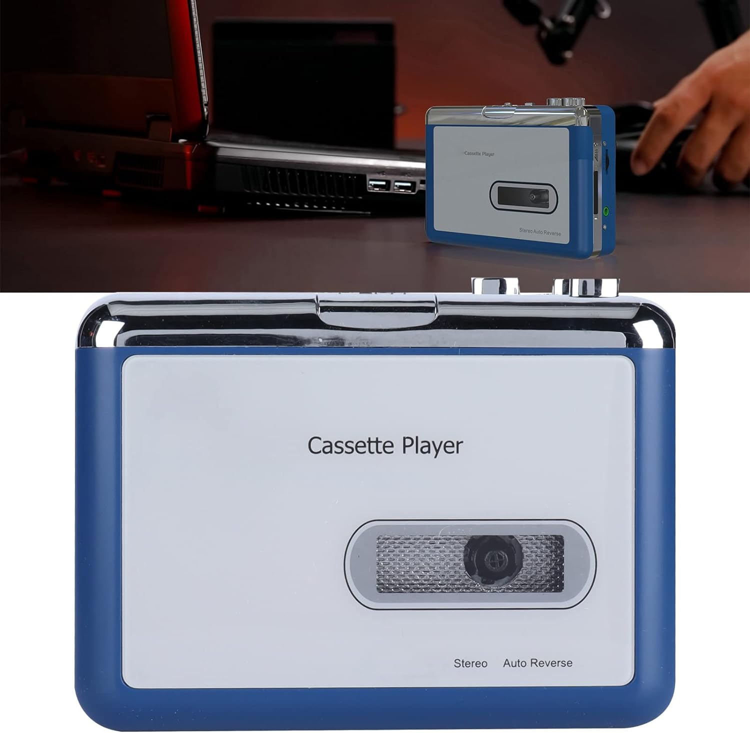 TOPINCN Auto Reverse Cassette Player with Headphone for Music Enthusiasts Cassette Player Output to Headphone Speaker for Audiophiles Speaker Included image number 2