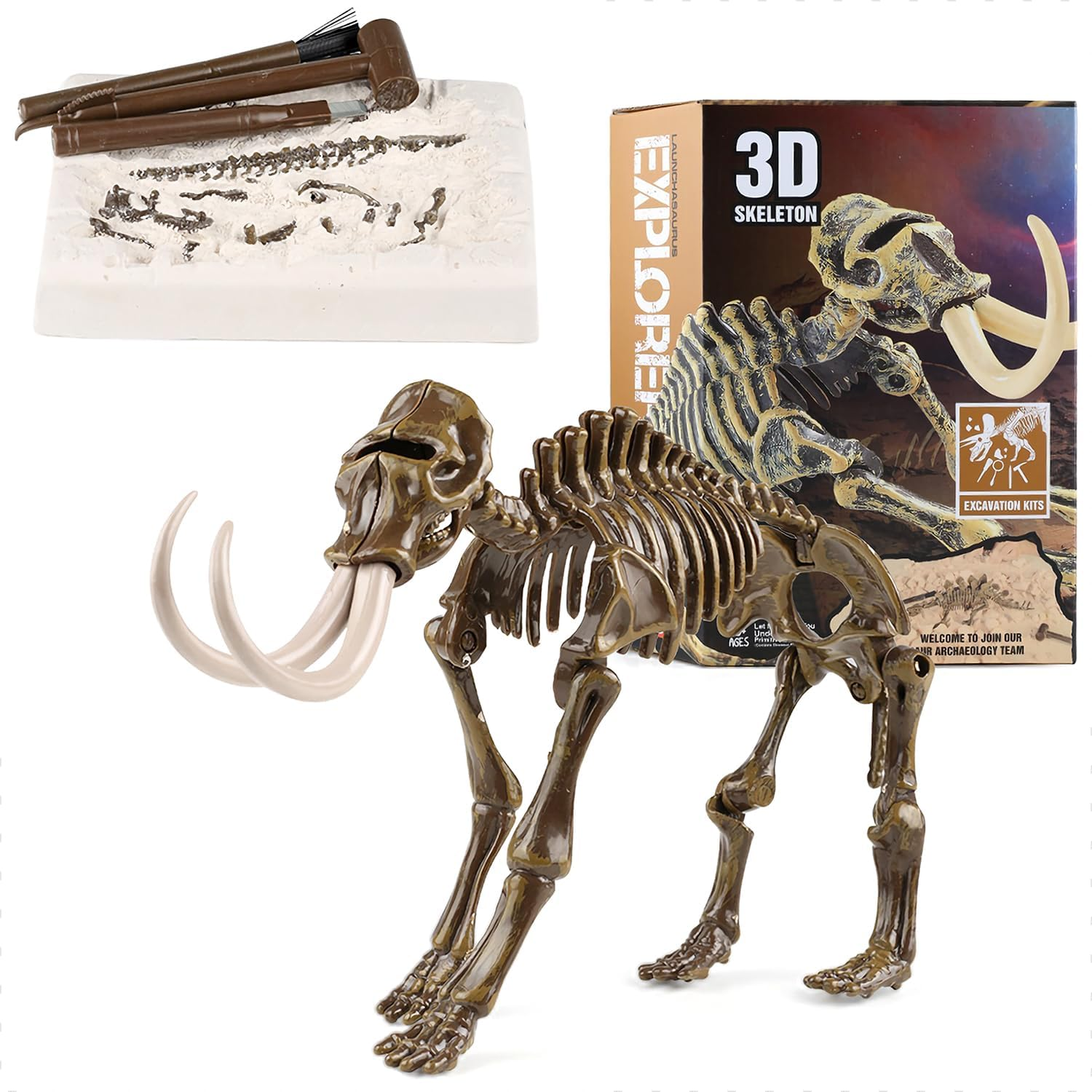 Kids Archeology Dinosaur Bones Digging Kit, Dinosaur Fossil Dig Kit for Kids (Mammoth) image number 4