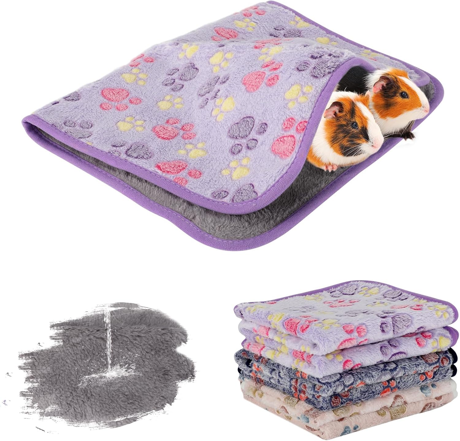 Waterproof Guinea Pig Blankets Washable 3 Pack Small Animal Fleece Cage Liners Pet Soft Sleep Mat Pad Cover Warm Flannel Throw for Hamster Guinea Pig Rabbit Chinchilla Hedgehog Ferret 23"&times;16" image number 2