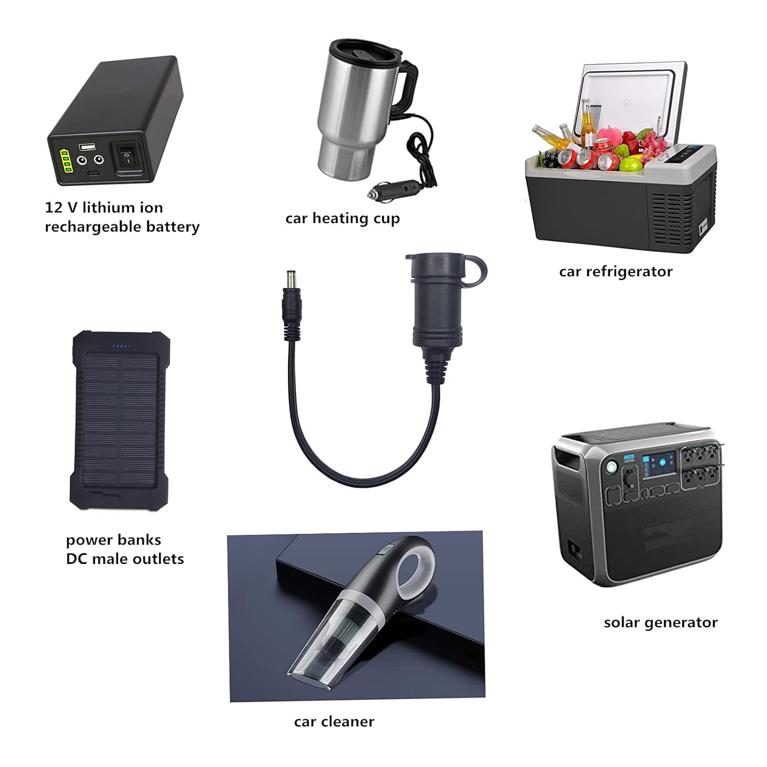 DC Female Cigarette Lighter Socket to DC 5.5Mm X 2.1Mm Male Barrel Plug Cord, 1Ft DC Car Charger Cable 12-24V DC Car Charger Auto Power Supply Cord for Car Refrigerator, Cleaner, Solar Generator image number 1