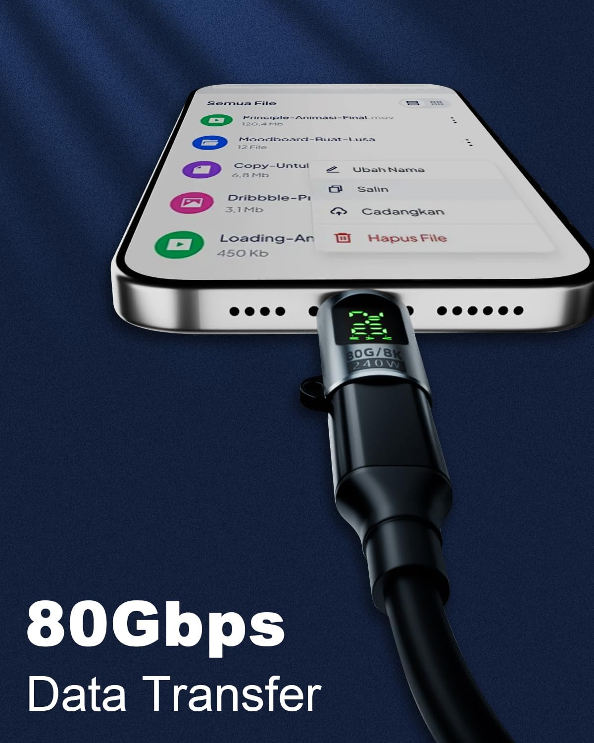 Duttek USB C Digital Display Adapter 80Gbps, 240W USB Type C Male to Female Extension Adapter Compatible with Thunderbolt 5, Iphone 15/16, Macbook, Ipad - 2, Black image number 6