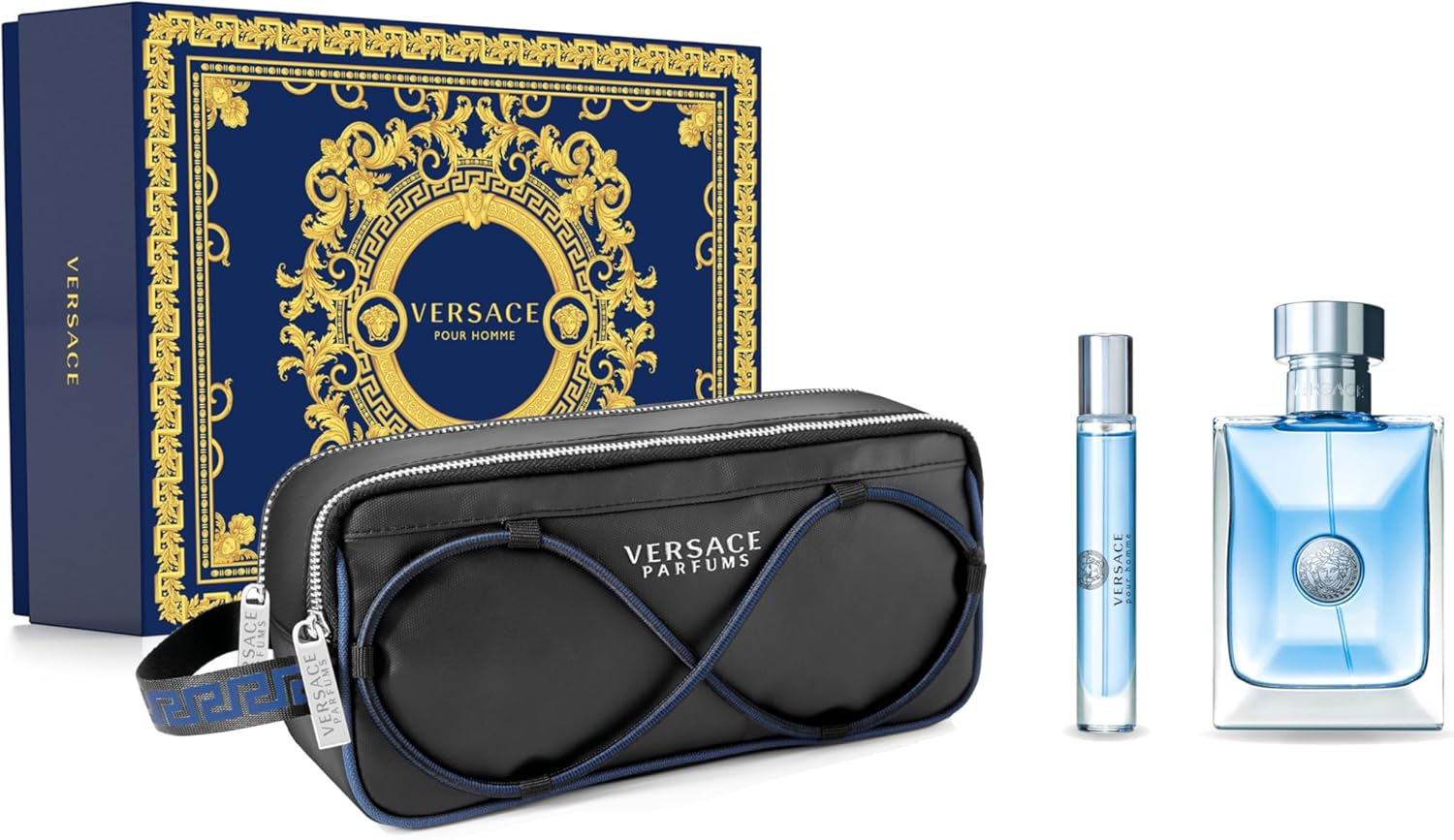 Versace Men'S 3 Piece Gift Set (EDT 3.3 Oz + EDT 3.3 Oz + Versace Pouch for Men)