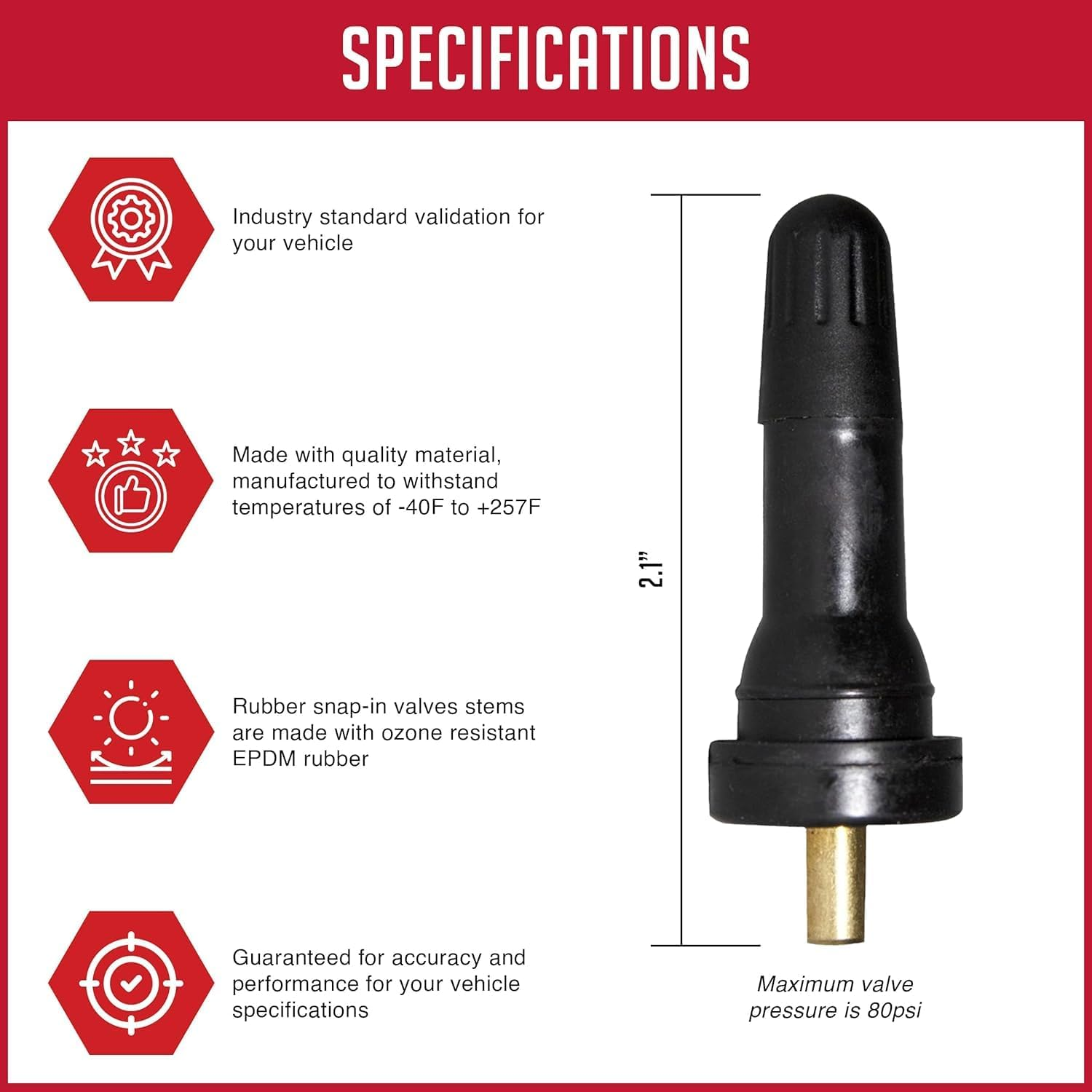 Wheel Accessories Parts PDQ Brand TPMS 12 PC OEM Sensor Service Kit Snap-In Tire Rubber Valve Stems Fits Jeep Cherokee 2014-Pres Ram 1500 2014-2017 1500 Classic 2019-Pres 2500 3500 2014-Pres image number 5