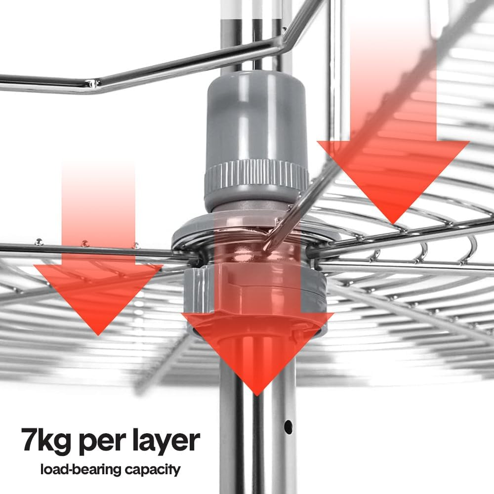 ALSTON Kitchen Corner Cabinet Organizer 2-Shelf Rotating Carousel, Blind Corner Basket Rotating Kitchen Storage Rack, 270 Degree 81Cm Diameter, Adjustable Height 55-79Cm, Fit Most 90Cm Cabinet image number 5