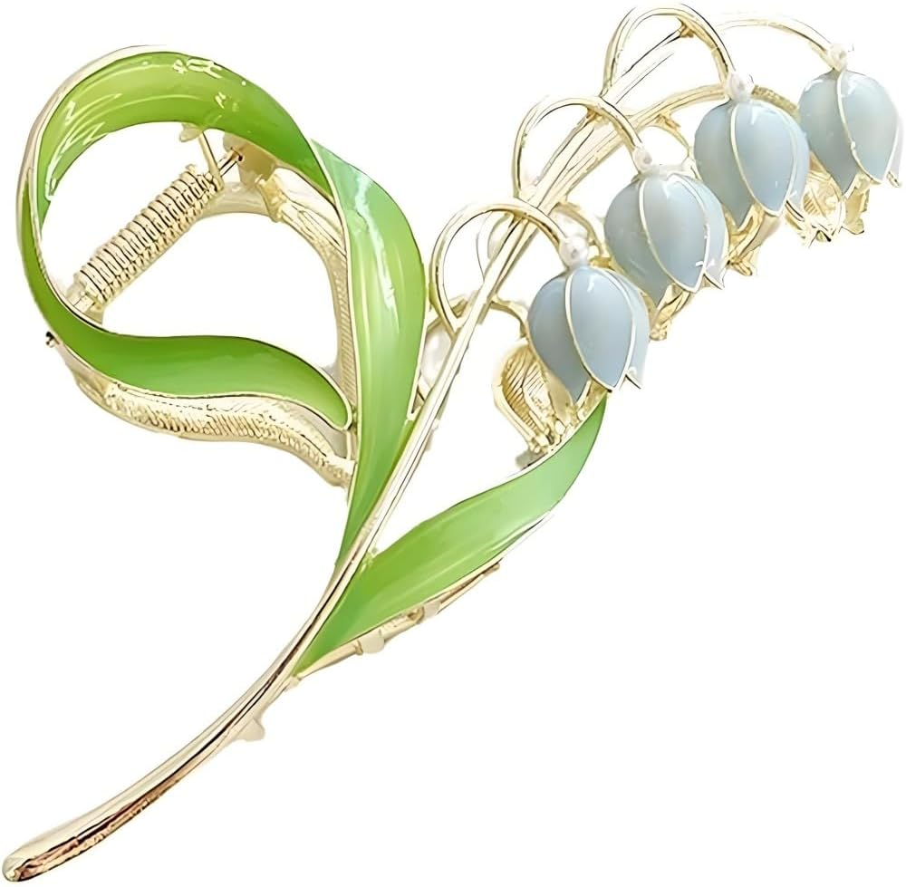 Blue Flower Metal Hair Clips, Large Hair Clip for Thick Hair, Thin Hair, Non-Slip Golden Hair Claws, Women, Girls, Gardenia Lilies image number 3