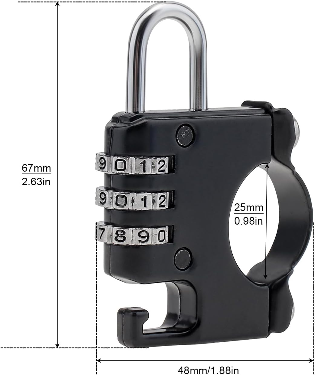 Windance 2PCS Anti-Theft Helmet Lock Combination Password Security Lock for Motorcycle Scooter ATV Bicycles image number 6