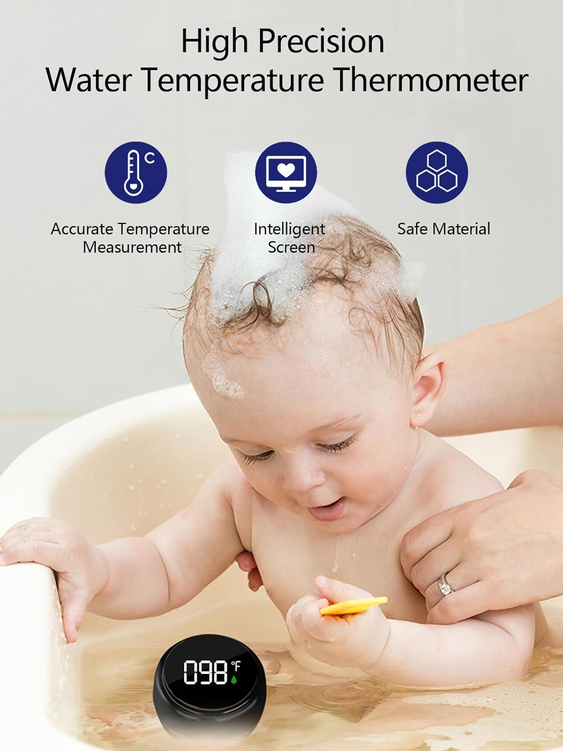 2 Pack Bath Thermometer for Bathtub, Rechargeable Waterproof Floating Water Thermometer for Ice Bath, Pool image number 3