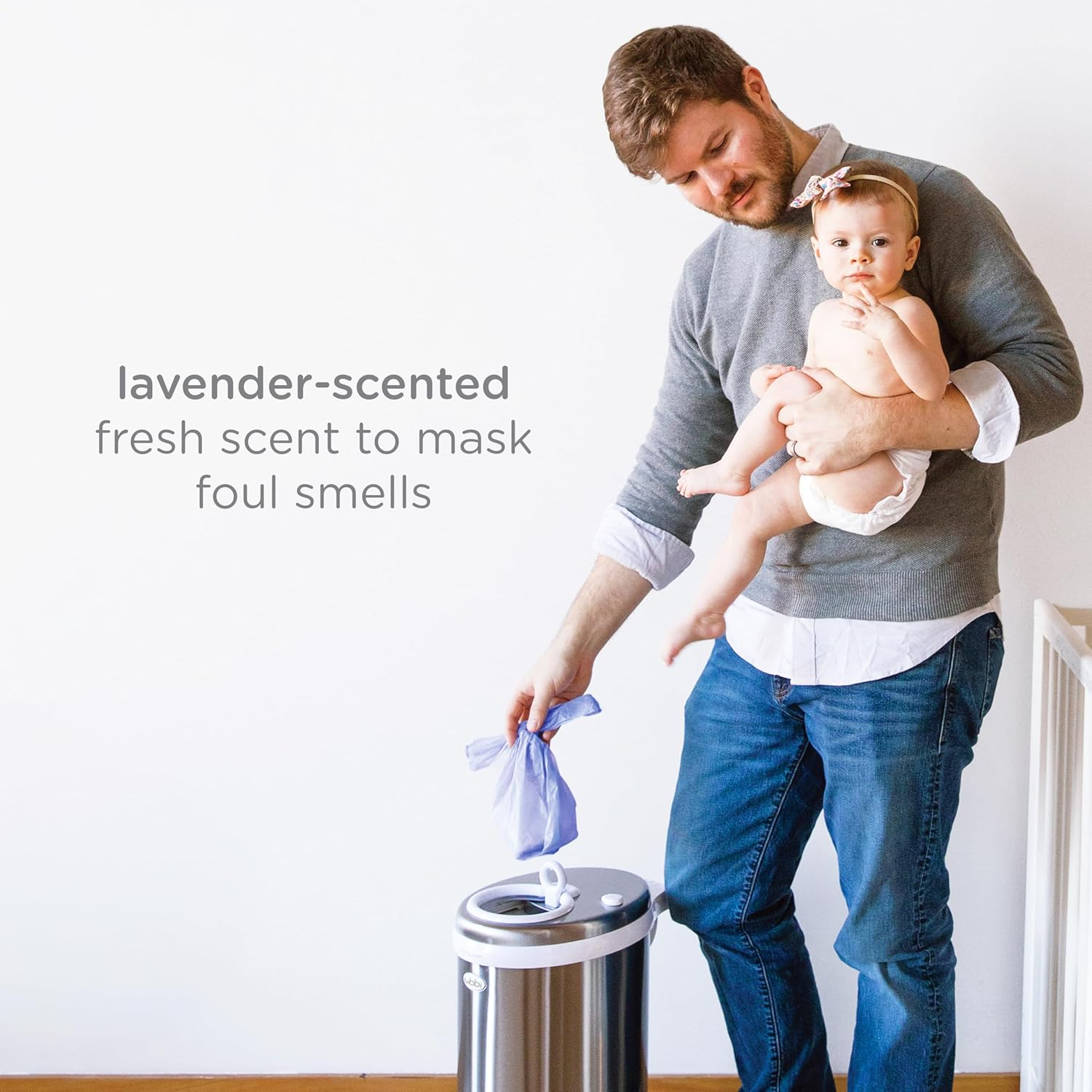Ubbi Disposable Diaper Sacks, Lavender Scented, Easy-To-Tie Tabs, Made with Recycled Material, to Use at Home or On-The-Go, 400 Counts image number 1