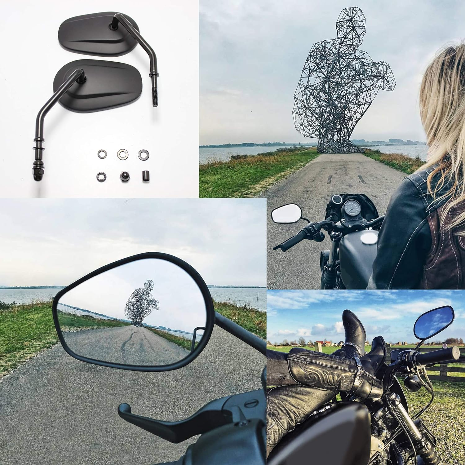 Fits 2021 Sportster Harley Mirrors Black Tapered-Style for 2014 Street Glide, 20 Road Glide, Dyna Motorcycle, 17 Heritage Softail Classic FLSTC, 19 Road King FLHR