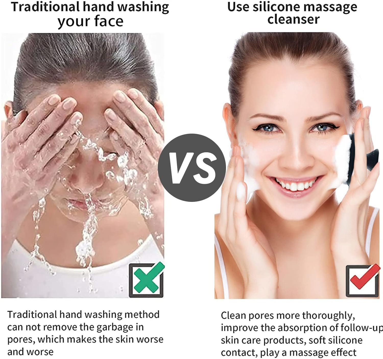 VWMYQ 2 Pack Face Scrubber, Silicone Loofah, Body Wash Scrubber, Body Scrub Brush, Body Scrubbers for Use in Shower, Silicone Loofah Body Scrubber, Exfoliating Body Scrubber Mens Women, (2PC Black) image number 4