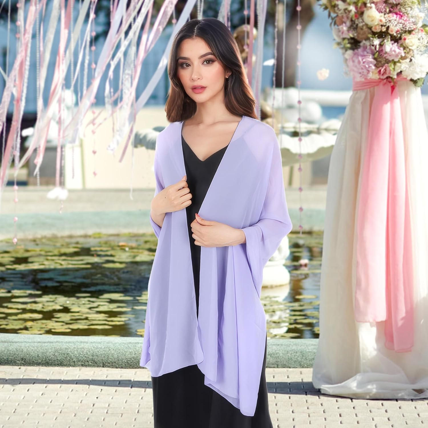 Pashmina Shawls and Wraps - Chiffon Shawl Wedding Evening Scarf for Women UK - Dark Green image number 3