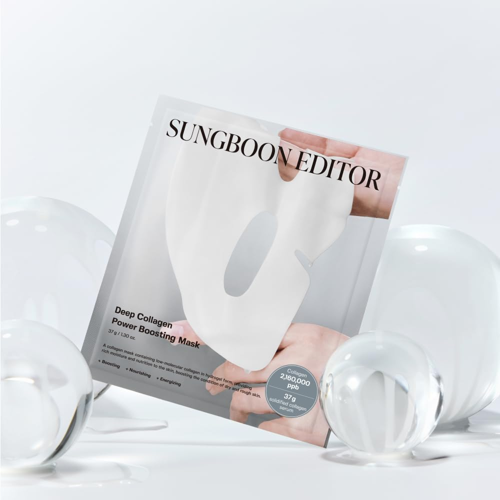 SUNGBOON EDITOR Deep Collagen Power Boosting Mask, 37G, Hydrating Face Mask with Low Molecular Collagen and Peptides