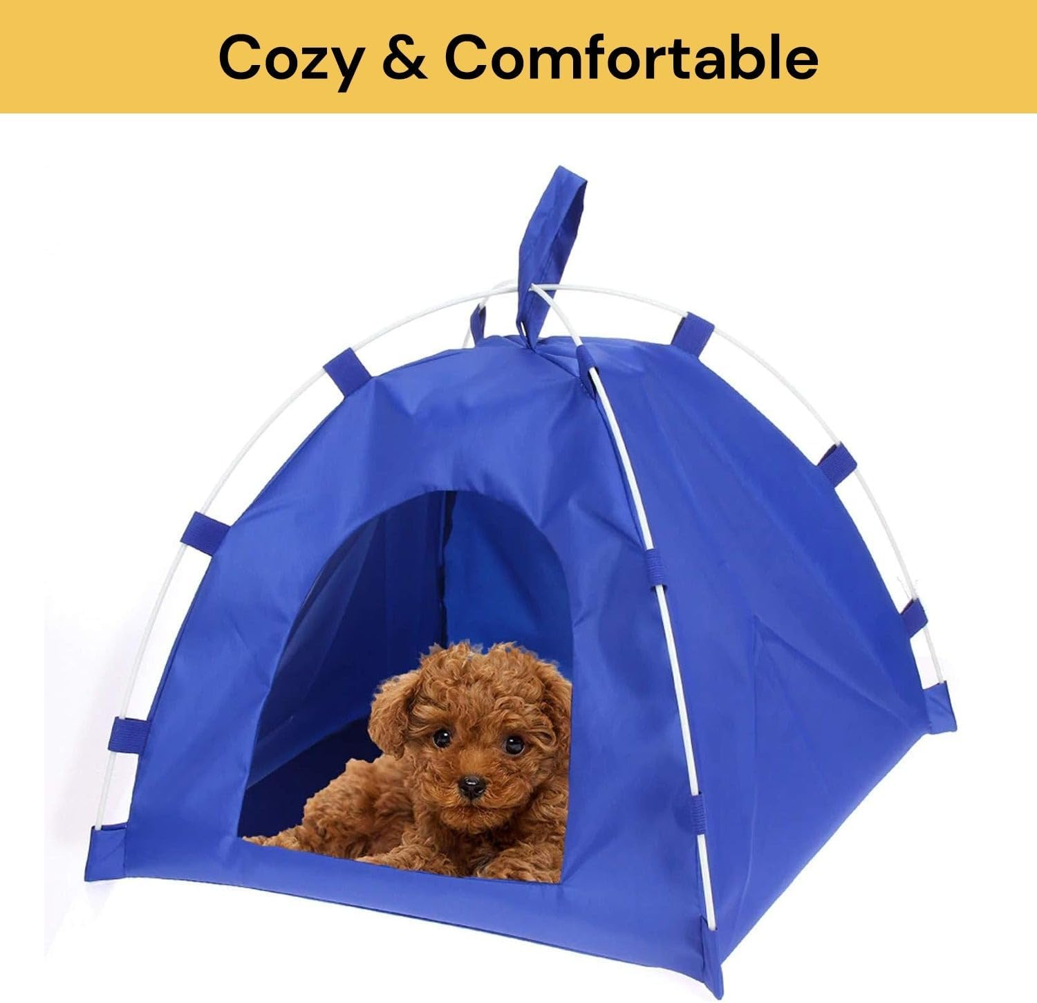 EZONEDEAL Portable Travel Pet Tent Outdoor, Washable Folding Detachable Pet Tent Dog House Oxford Cloth Kennel Camping Shelter Sun Block and Waterproof for Dogs and Cats Bed Puppy House image number 5