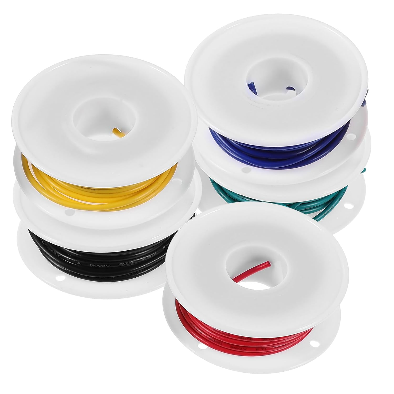 Gatuida 18 Awg Copper Wire Connection - 5M Insulated Electrical Cable for Electronics and DIY Projects 300V Rated 5 Rolls