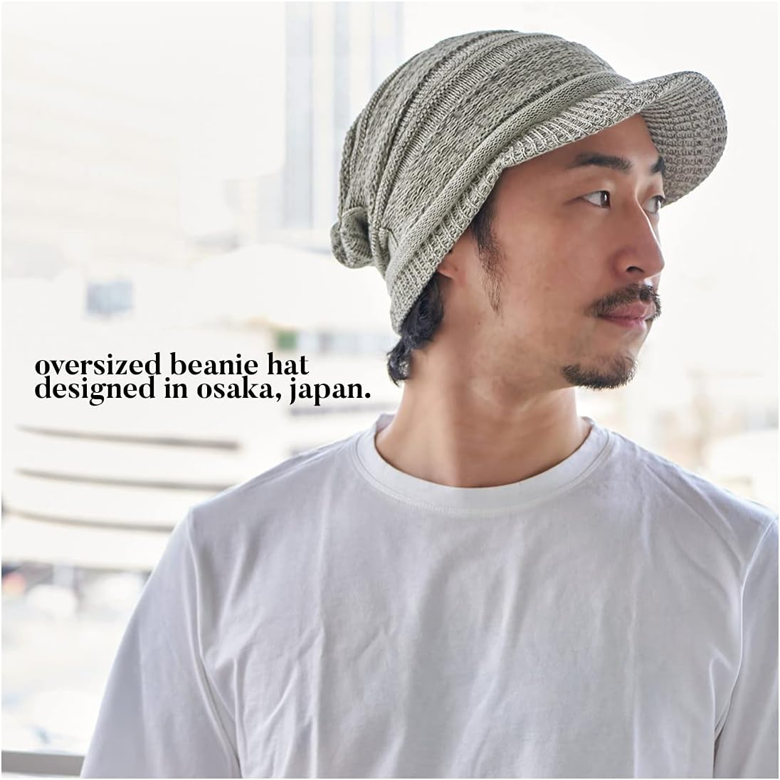 CHARM Mens Summer Knit Beanie Hat - Womens Slouchy Visor Cap Winter Baggy Slouch Knit - Black image number 5