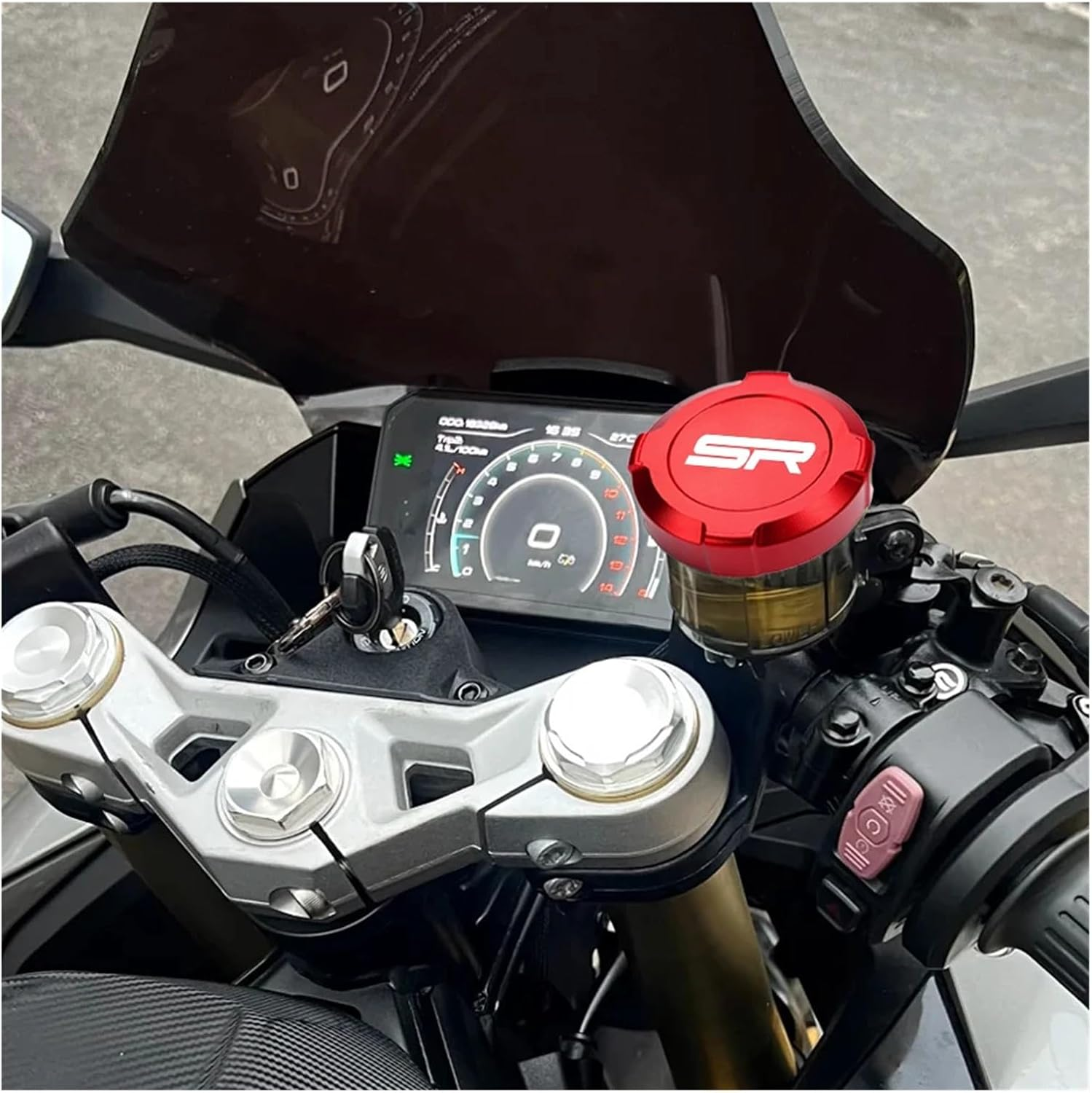 IEDZCUMC Compatible with CFMOTO 450SR 450CLC 700CLX 450SR 450CL2022 2023 2024+ Motorcycle Accessories Front Brake Clutch Reservoir Cover Shroud Guard(1Set Red-Sr)