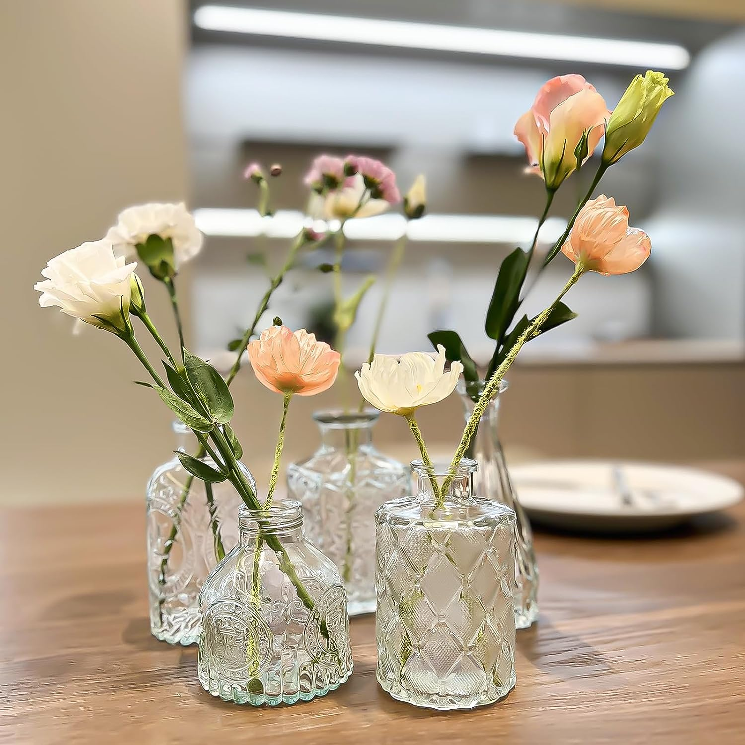 HOXHA Glass Bud Vase Set of 30 Clear Glass Vases for Wedding Table Decorations Centerpieces Small Vintage Flower Vase in Bulk Mini Bottles Vases for Home Party Events, 30 Pack image number 4
