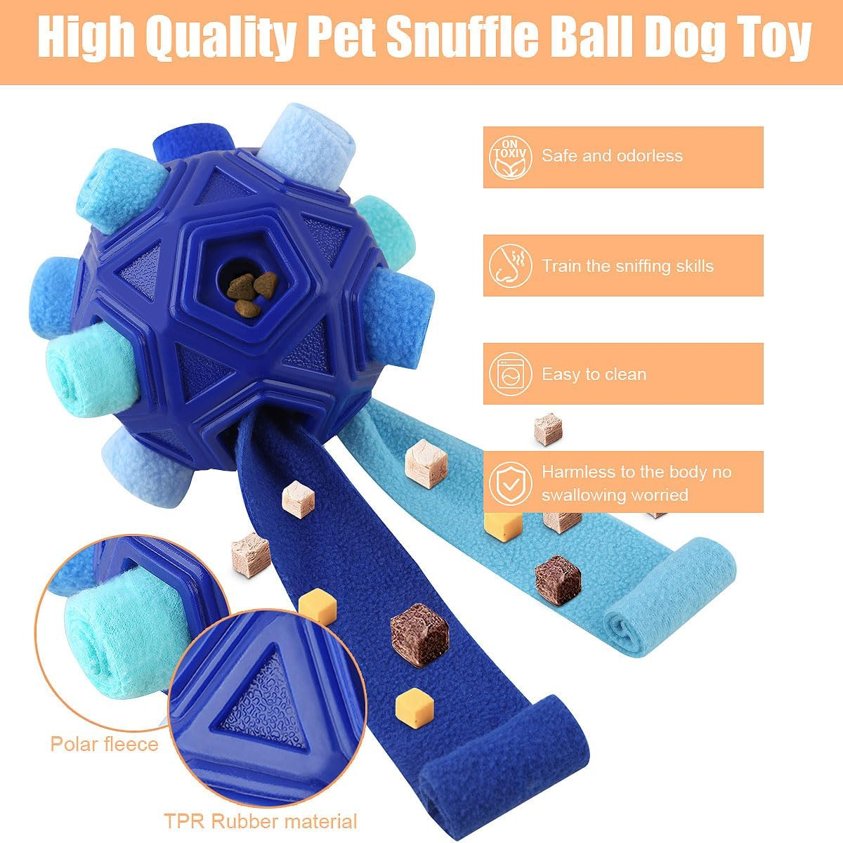 Dog Snuffle Ball-Interactive Puzzle Dog Toys Encourage Natural Foraging Skills Slow Feeder for Training and Stress Relief, Cloth Strip Hiding Food Chew Toys for Any Size Dogs image number 5