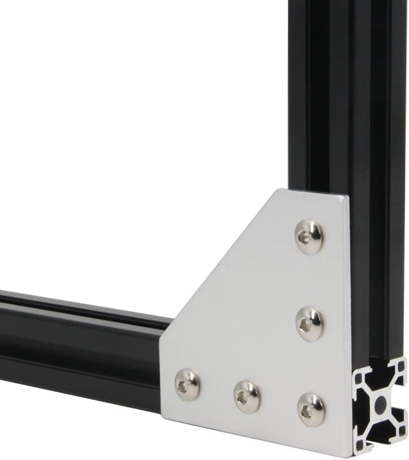 Zeberoxyz 8Pcs/Kit Silver L Shape Corner Bracket Plate with Screws and T-Nuts, 5-Hole 90 Degree Joint Board Plate for 3030 Series Aluminum Profile 3D Printer Frame (3030 Series Silver-L with Nut) image number 3