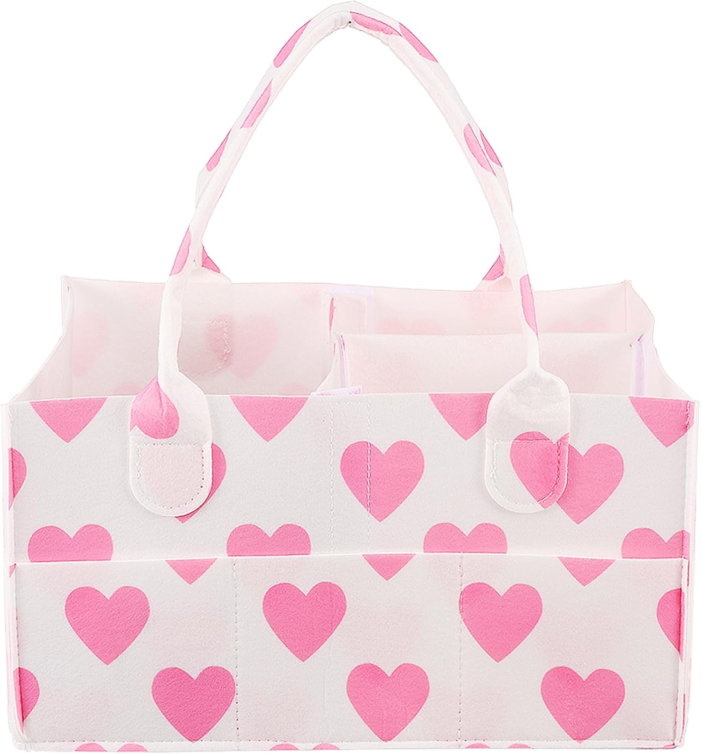 Baby Diaper Caddy Organizerm, Multiple Compartment Baby Caddy Organizer for Diaper Wipe Feeding Bottle Toy 33&times;23&times;18Cm (Pink)